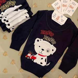 Baby Boy Sweater (Adorable Dalmatian Fire Truck) Clothes 2-4 Months
